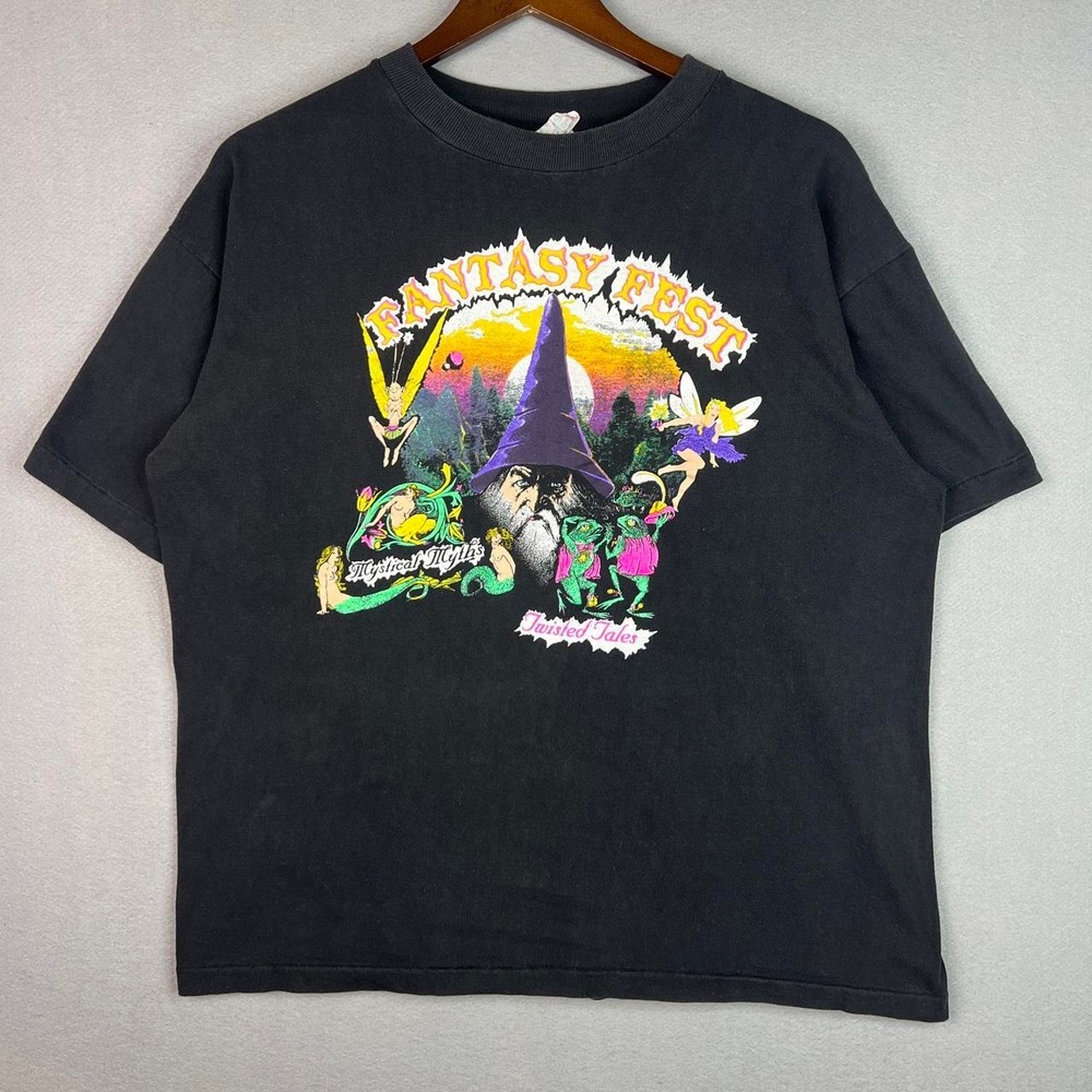 Vintage Fantasy Fest Mystical Myths Twisted Tales Black Tee Shirt
